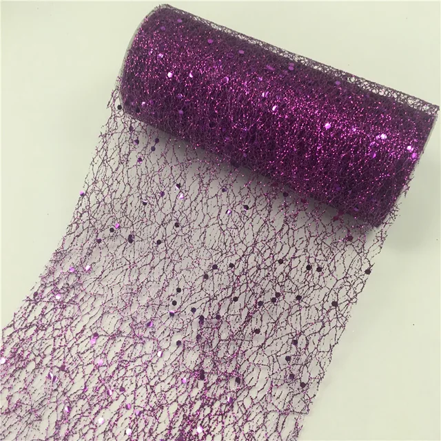 6 Inch Glitter Sequin Tulle Rolls Wholesale Polyester Tulle Mesh Fabric Halloween Decoration