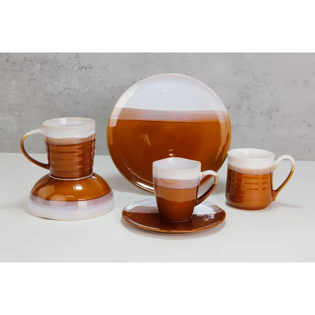 Reactive Brown Glaze Ceramic Dinnerware