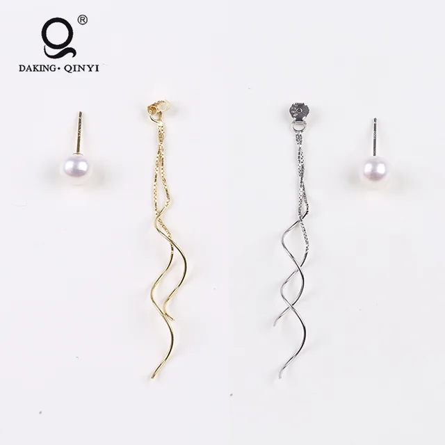 Wholesale New Arrival Jewelry Long Fringed Super Fairy 925 Silver Spiral Brass Drop Pearl Earrings