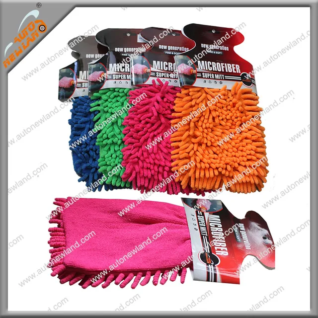 Single-side chenille car cleaning gloves