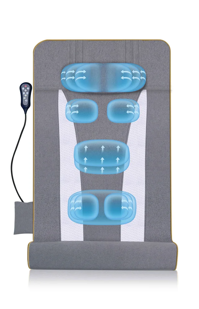 Back Stretching Vibrating Electric Mat - 4 Stretching Programs for Physiotherapy at Home - Full Body & Back Relaxation - Release Lumbar Tension, Muscle Soreness & Back-Pain - Vibrating on leg to relax deep musclesFoldable Design with Handle