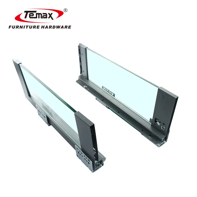 Slim Soft close Metal Drawer with Glass