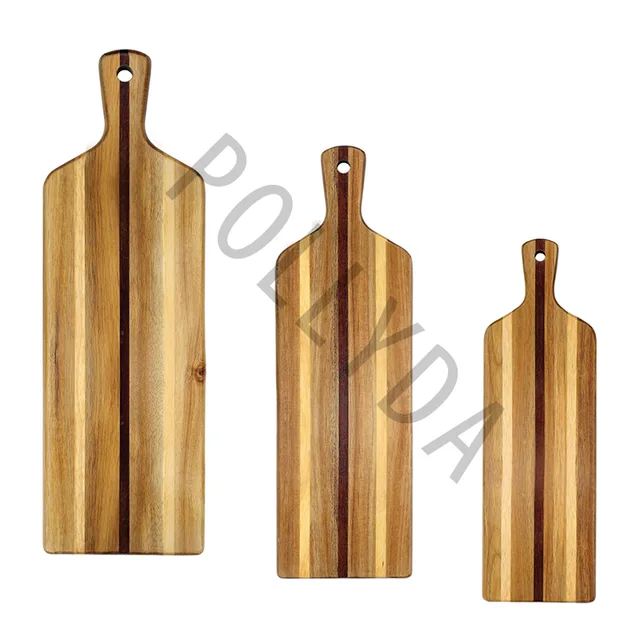 Acacia Wood paddle with light and dark stripes ACC013