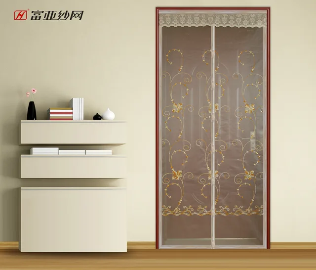 Embrodered design Magnetic Door Screen