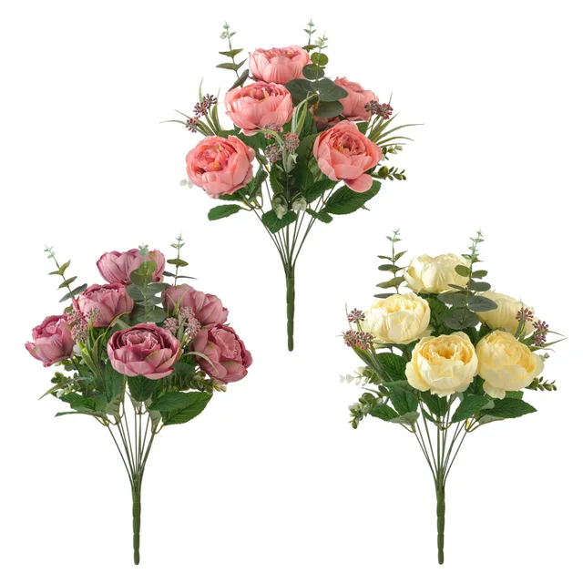 Silk fabric peony bush X 12 stems