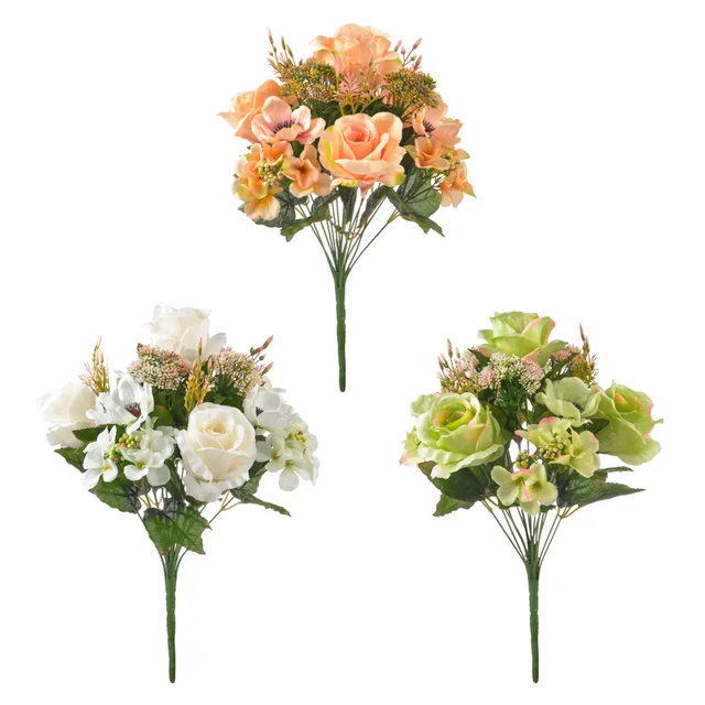 Silk rose and alice chrysanthemum bush X 16 stems