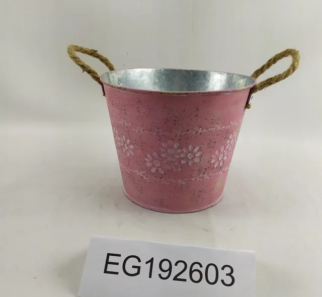 With Top Rope Handle Metal Bucket/Vase