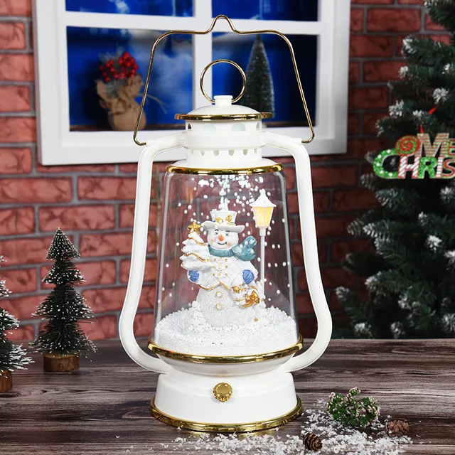 Snowing christmas led hurricane lantern