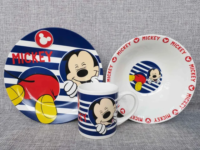 3pcs ceramic dinner set gift box ,cartoon children lunch set of 3pcs, promotional kids gift