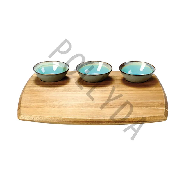 Acacia Wood serving Board With Ceramic sauce Dish AC029S4