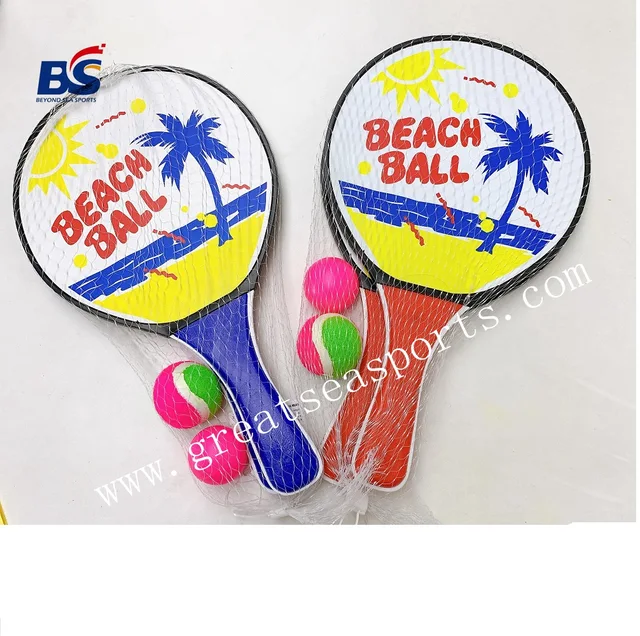 Wood beach paddle ball catch toss Stick racket set