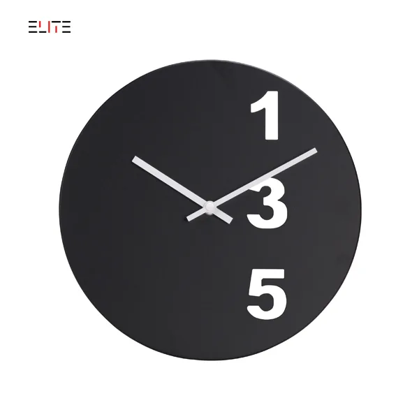 12” frameless metal wall clock with punched numbers on the dial
