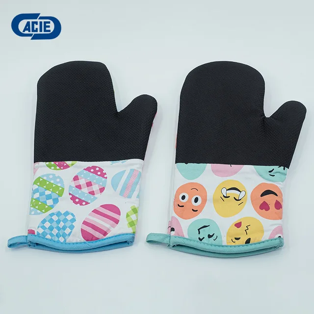 Silicone Oven Mitts with Cotton Lining, High Heat Resistant Kitchen Gloves, Non-Slip Potholder