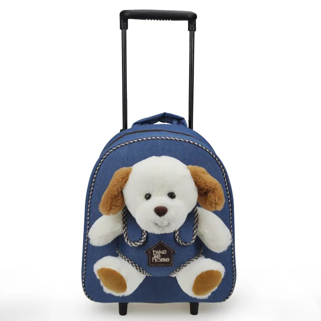Jean Trolly Bag With Plush Dog Toy