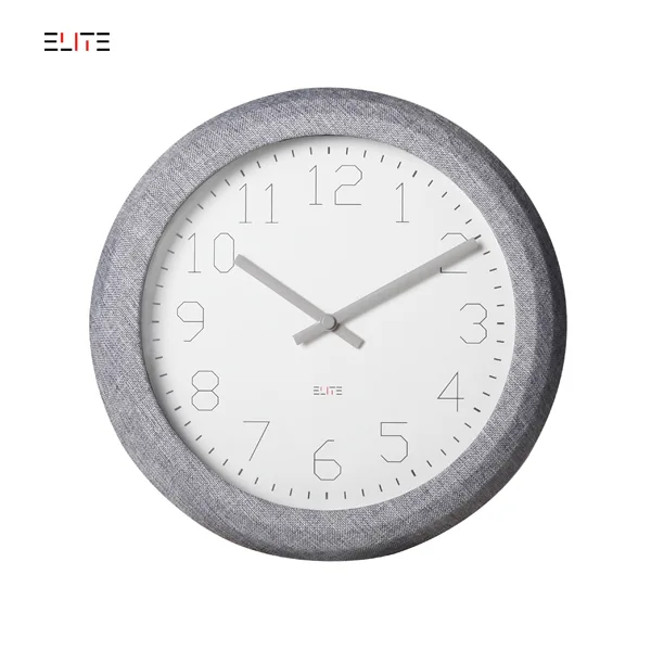 Plastic wall clock with fabric-wrapping case