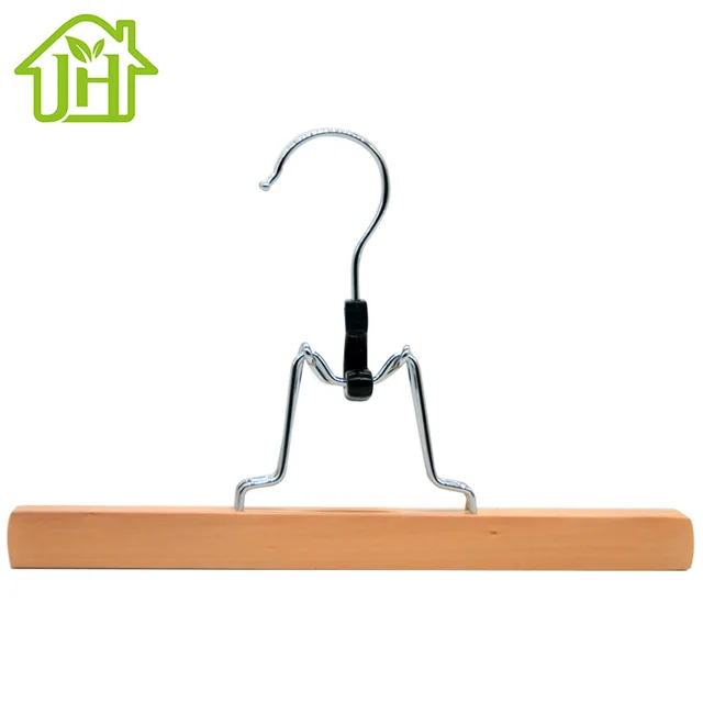 Multifunctional fashion durable custom branded logo closet wooden pants hangers