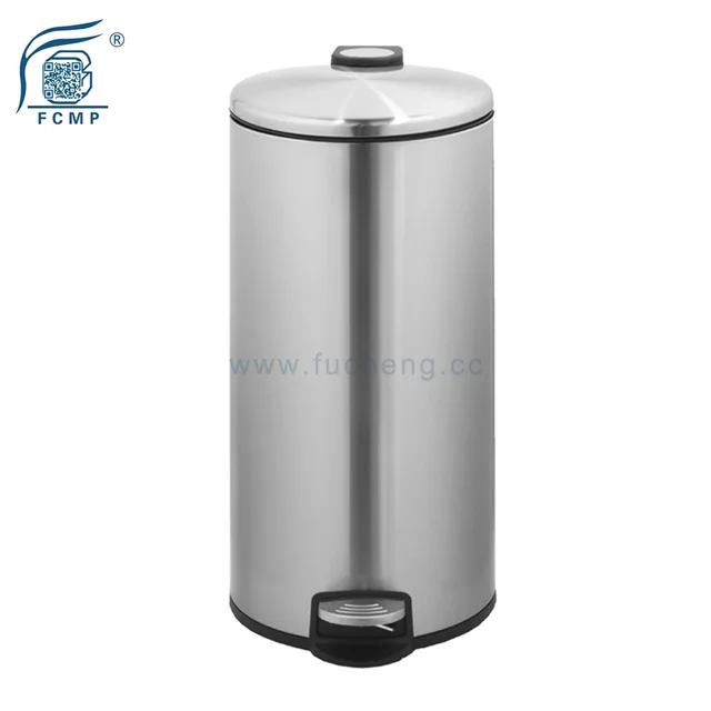 Round Stainless Steel Kitchen Pedal Trash Can