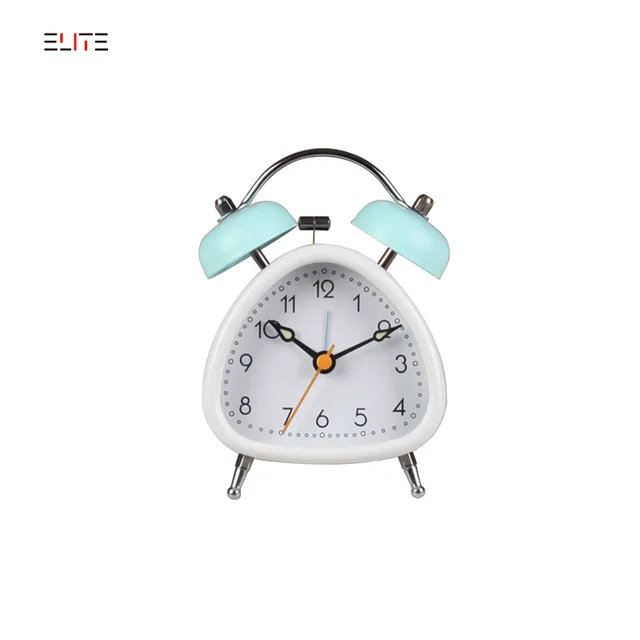 Metal twin-bell alarm clock in triangle shape