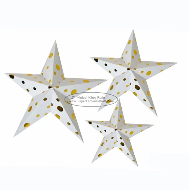 Foil Gold White Star Shaped Paper Lanterns For Birthday Parties Decoration