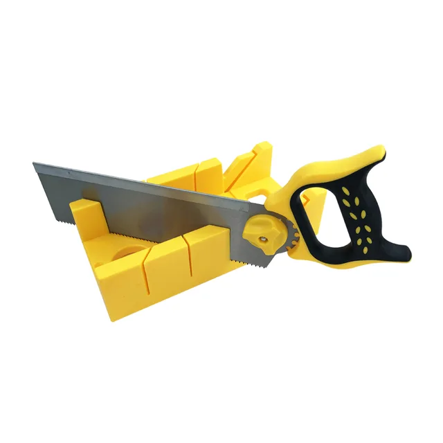 One99 classic multi-angle plastic backsaw with yellow geometric figure miter box