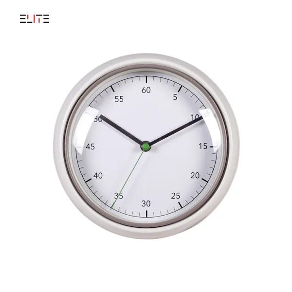 Metal quartz wall clock with convex glass