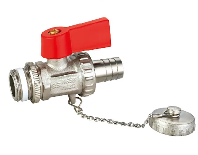 Brass boiler tank valve with hose union