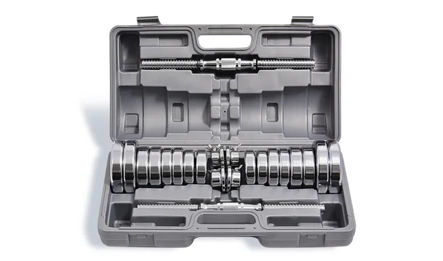 Steel dumbbell set 30KG with gray suitcase