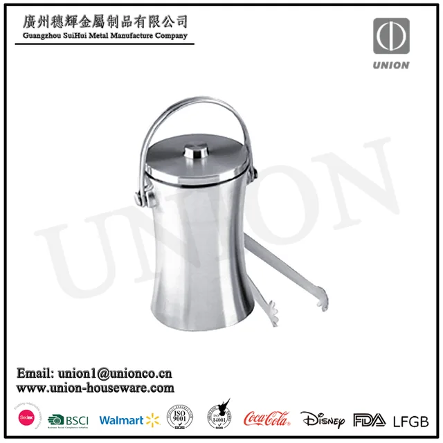1L Stainless Steel Champagne Wine Ice Bucket with handle and lid