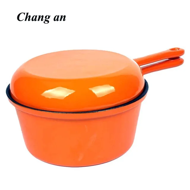 Cast iron Sauce Pan milk pan with double use cover