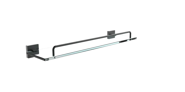 Aluminum matt black single glass shelf