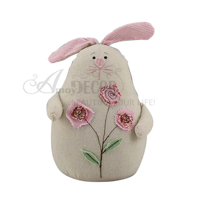 Fabric rabbit w/fat body and flower pattern
