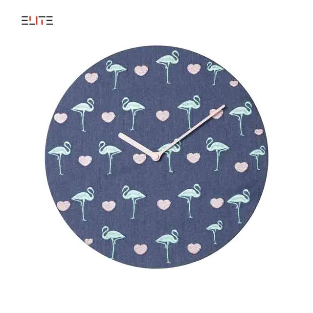 MDF quartz wall clock with fabric dial