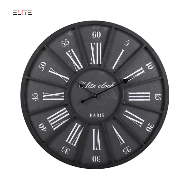Slate wall clock with iron frame