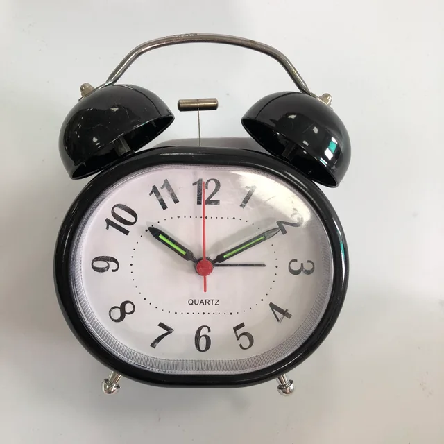 Basic oval-shaped twin bell alarm clock
