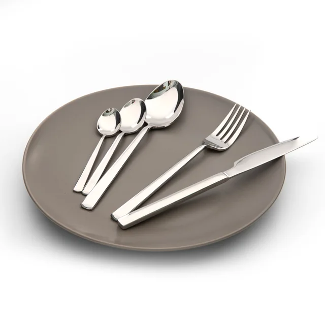 Modern recyclable eco friendly stainless steel cutleries silver cutlery set wholesale for wedding hotel in color box