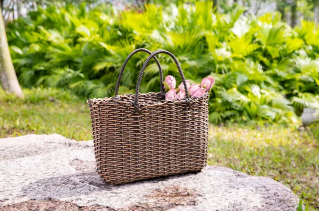 PE Rattan plastic basket Handmade Durable Storage Basket flower basket shopping basket