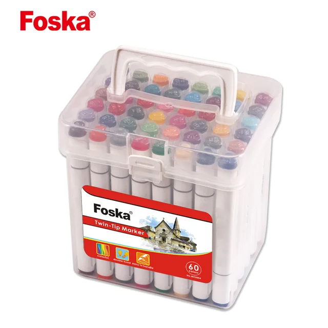Foska Stationery 60 Colors Alcohol Ink Twin-tip Art Drawing Marker