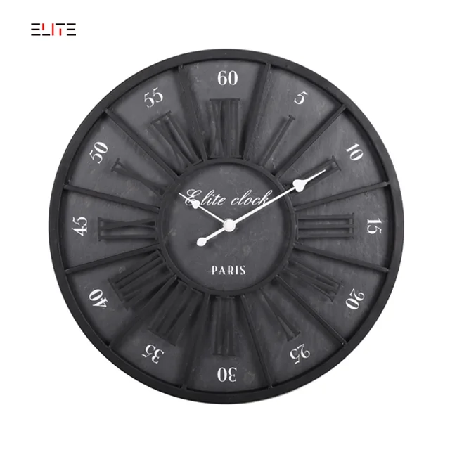 Slate wall clock with iron frame