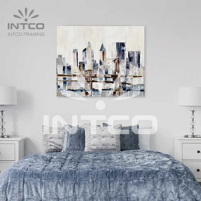 Hand painted decorative canvas painting-abstract city