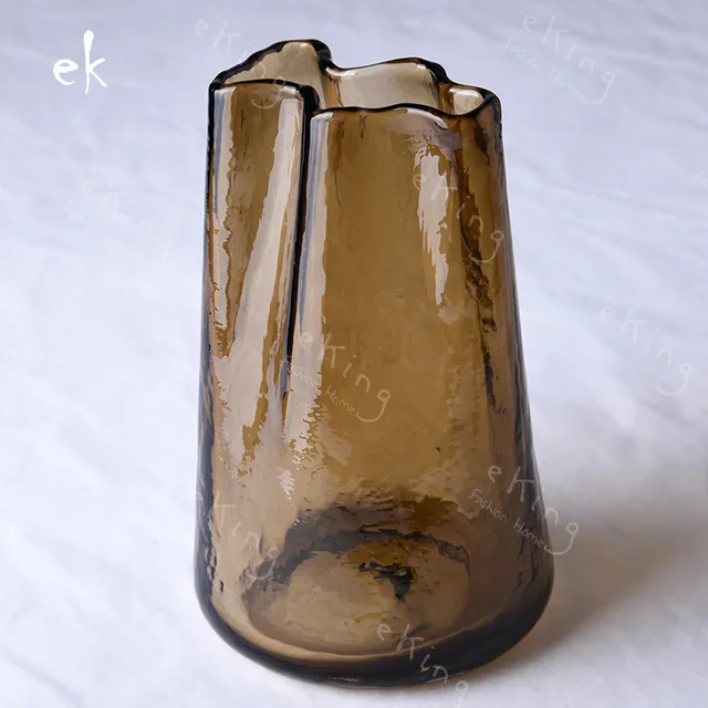`Fashion glass bag vase ins creative glass flower vase EKING terrarium handblown glass vase Nordic tabletop vase