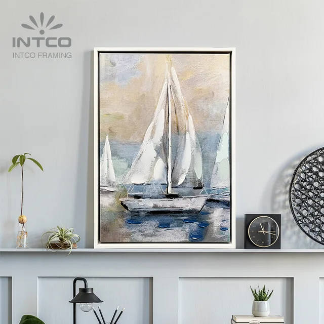 Hand-painted canvas frame -Sailing on sea