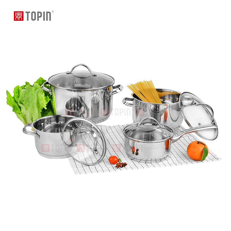Topin stainless steel 8pcs cookware set