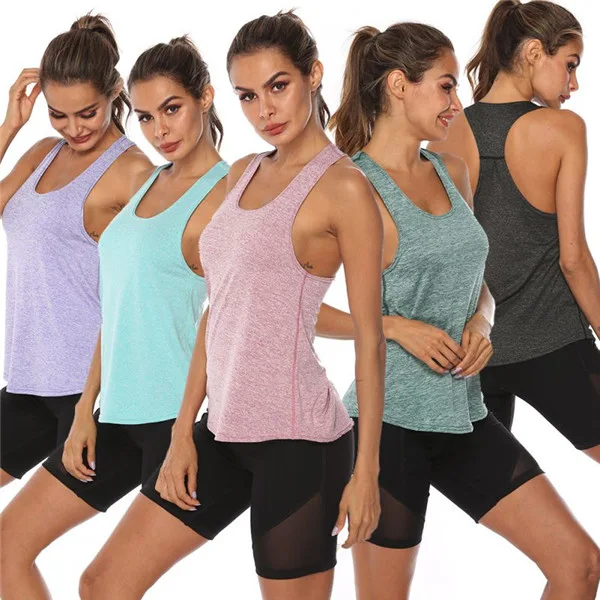 Wholesale womens printing gym vest slim fitness racerback tank top