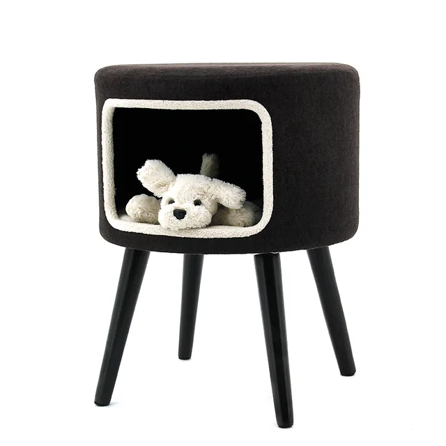 HStex new design round pet stool with beech legs