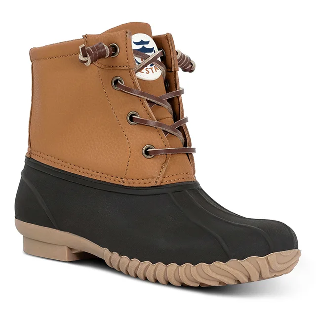 Women's Duck Boots Lace Up Waterproof Ankle Rain Boots Flat Winter