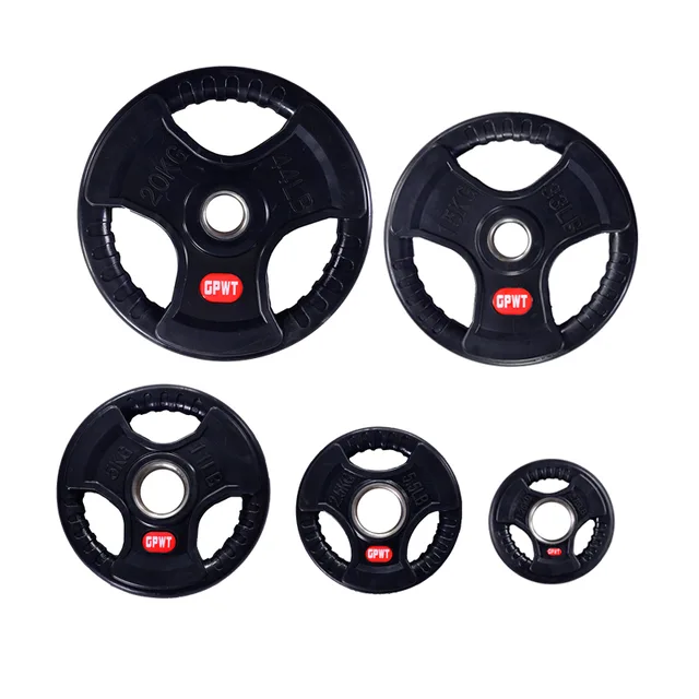 Rubber gym weightlifting barbell plate