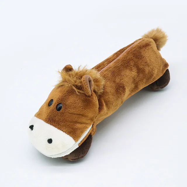 Custom logo plush horse animal pencil case toy
