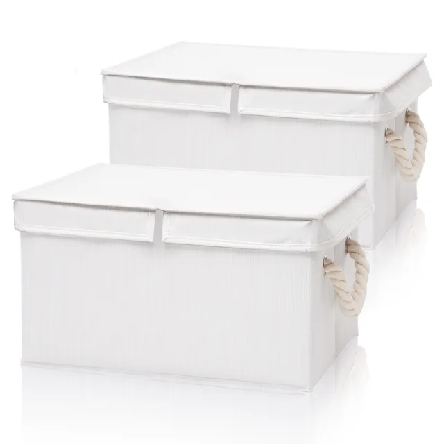 Storage Box with lid Extra wide rope handle-Improved strong