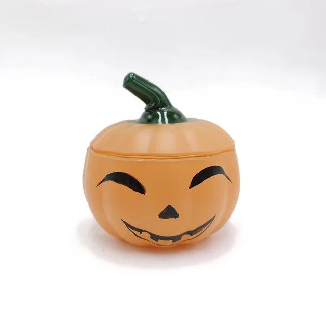 Pumpkin glass cookie jar candy container holloween