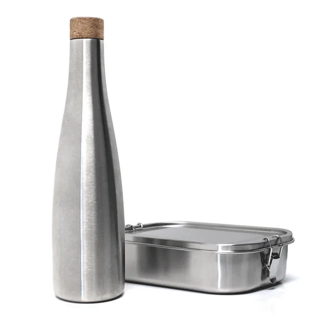Set of vacuum bottle and lunch box